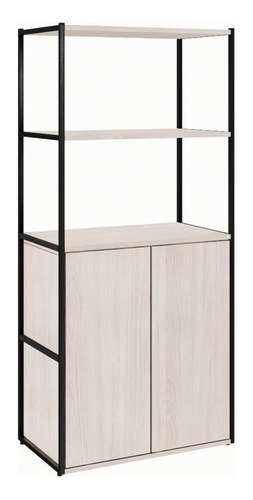 Estante Shelf 2 Pt Carvalho Berlin E Preta 139 Cm Cor Marrom-claro
