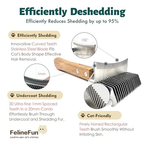 Felinefun Cepillo Para Gatos 2 En 1 Para Desenredar Y Quitar