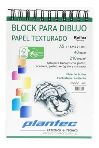 Block Para Dibujo A5 210 Grs Plantec X 40 H. 15651 Texturado