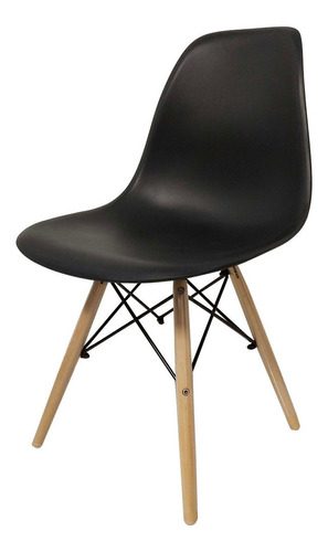 Silla de comedor Rex Eames, estructura color negro, 1 unidad