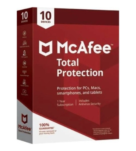 Mcafee Total Security 10 Dispositivos 1 Año Digital