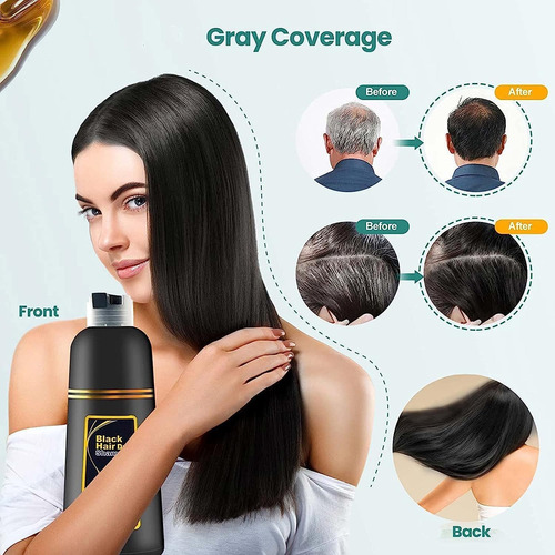 Champú Instant Hair Color Para Cabello Gris, 3 En 1, Cabello