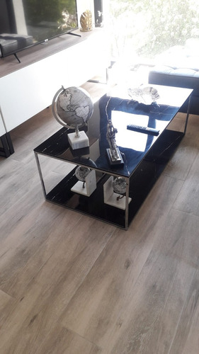 Imagen 5 de 6 de Mesa Ratona Living Moderno C/ Estante Hierro Y Simil Marmol