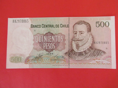 Billete Chile 500 Pesos Firmado Massad-carrasco Año 1998