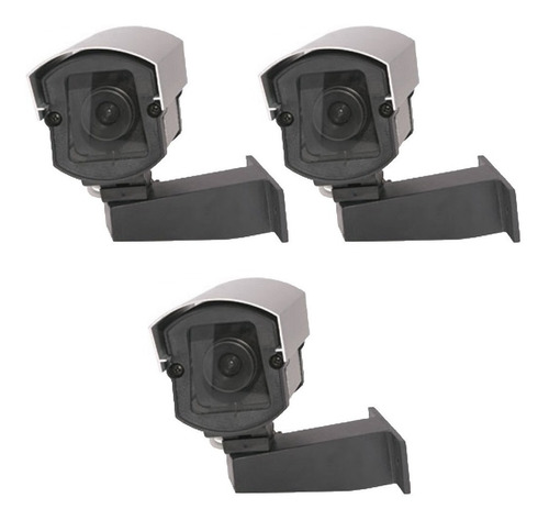 Kit 3 Câmeras Falsas C/ Led Para Segurança Comercial +brinde