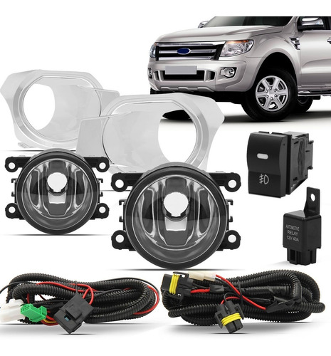 Kit Farol Milha Ranger 2012 2013 2014 2015 Botão Universal