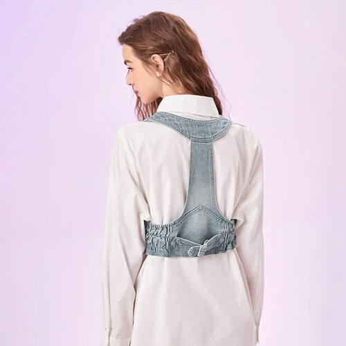 Chaqueta Vaquera Informal Tipo Chaleco For Mujer
