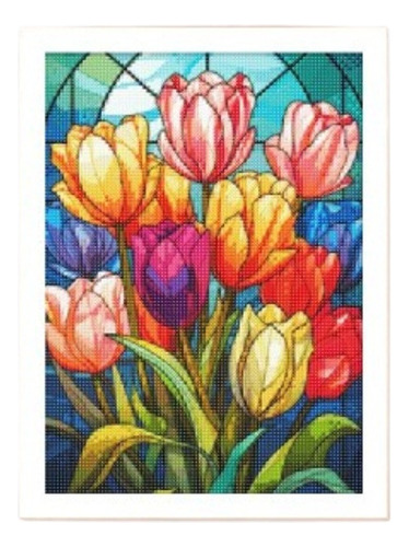 T Pintura De Diamantes - Diy 5d Rhinestones Tulipanes Flores