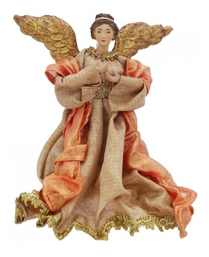 Anjo Pendente Natural Com Dourado 25cm - Magizi