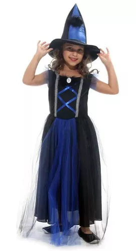 Vestido Medieval bruxa luxo halloween acompanha chapéu - Princesa