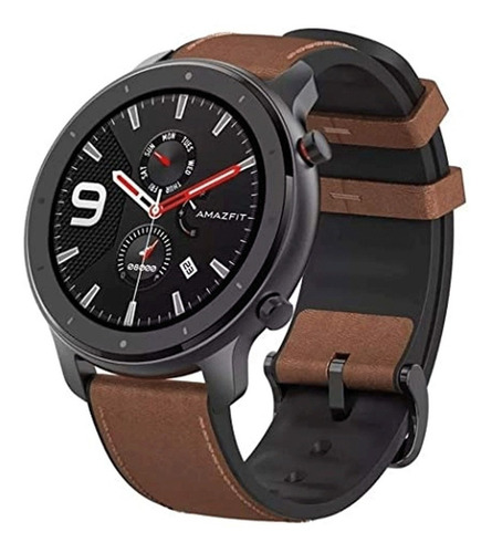 Imagen 2 de 2 de Smartwatch Amazfit Fashion GTR 1.39" caja 47mm de aleación de aluminio aluminum alloy, malla brown de cuero y bisel de cerámica A1902