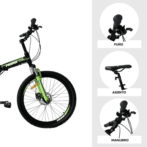 Bicicleta Klamp Monk Plegable De Doble Suspension Color Verde/Negro