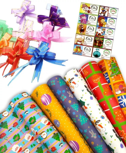 Papel De Regalo Navidad Pack 10 +150 Stikers +10 Cintas Magi