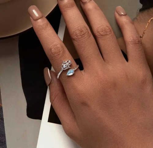 Anillo Mujer De Plata S925, Ajustable, Mano De Fátima, Jamsa