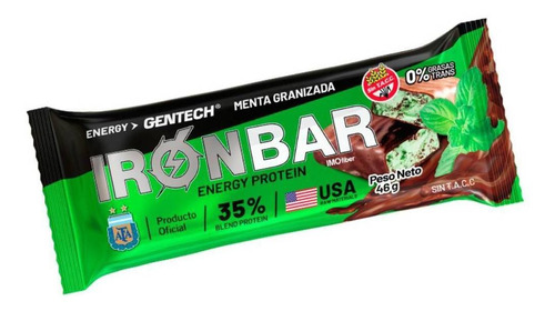 Suplemento en barra Gentech  Iron Bar proteína sabor menta en unidad