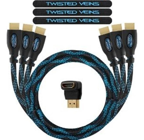 Twisted Venas Tres (3) Paquete De (1.5 Pies) Cables Hdmi De 