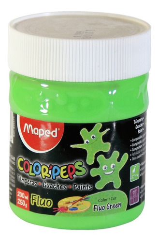 Tempera Escolar Color Peps Pote 200ml Colores Fluo Maped