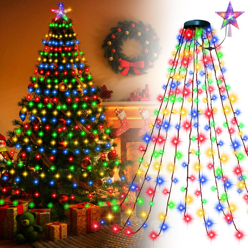 Luz Arbol Navidad Soporte Led Multicolor Pie Linea Cadena