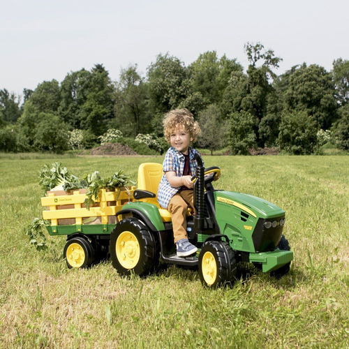 Trator a bateria para crianças Peg Perego John Deere Ground Force cor verde/amarelo 127V