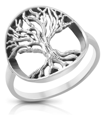 Mimi - Anillo De Plata De Ley 925 Con Árbol De La Vida, Tall