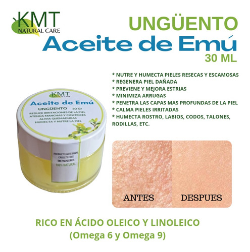 Aceite De Emú Ünguento 100% Natural Nutre Pieles Resecas 30g