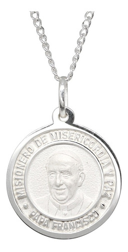 Collar Con Medalla De Plata .925, Papa Francisco Mediano