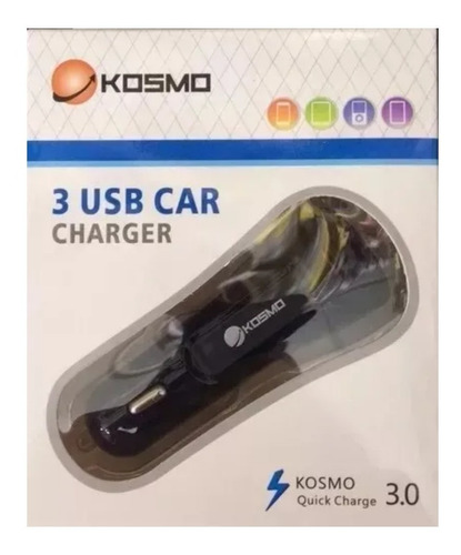 Cargador Kosmo Auto 12v 7.6a 3  Puertos Usb Celular Rápido 