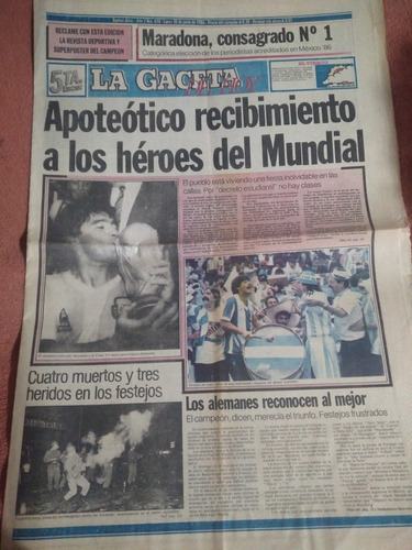 Diario La Gaceta Maradona Mundial 30 6 1986
