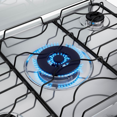 Fogão 5 Bocas Preto Com Mesa Inox Atlas Agile Up Bivolt