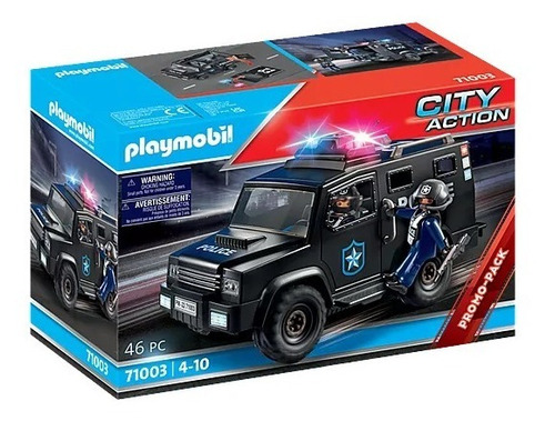 Figura Armable Playmobil City Action Camión Fuerza Especial Cantidad De Piezas 46