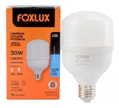 Lampada Led Bulbo 30w X 6500k A80 E27 Fria Foxlux