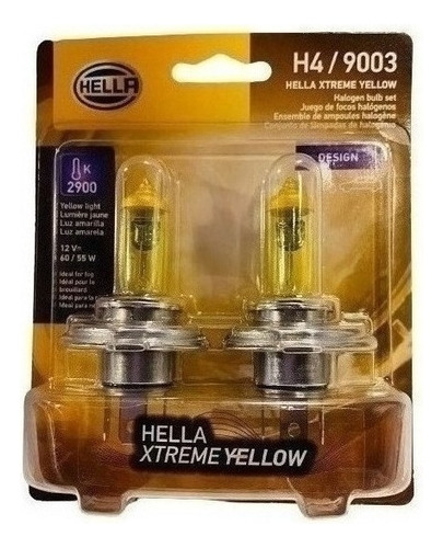 Bombillos Hella Xtreme Yellow H4 2900k 12v 60/55w (juego)