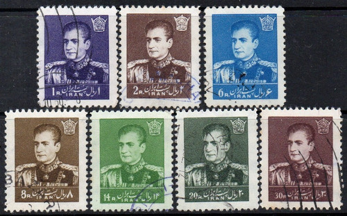 Irán Serie X 7 Sellos Usados Shah Reza Pahlavi 1959-60 