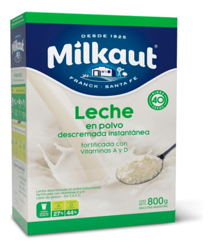 Leche En Polvo Descremada Milkaut X 800gr.