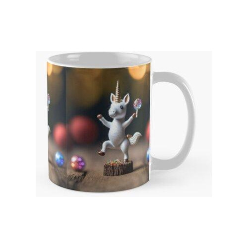 Taza Lindo Pequeño Unicornio Celebrando Su Día Libre Calidad