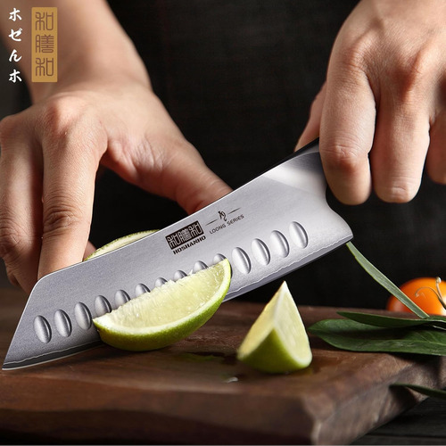 Cuchillo de cocina Hoshanho HSHES-2022-002 plata y marrón 18cm