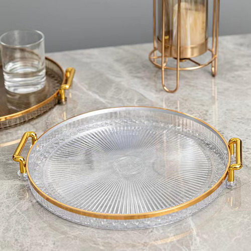 Round Serving Tray Multi Purpose Fruit Dessert Tray Clear A