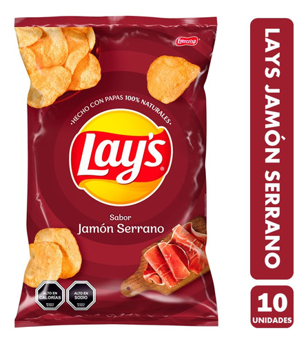 Papas Lays Sabor Jamon Serrano - Para Colación (pack 10 Uni)