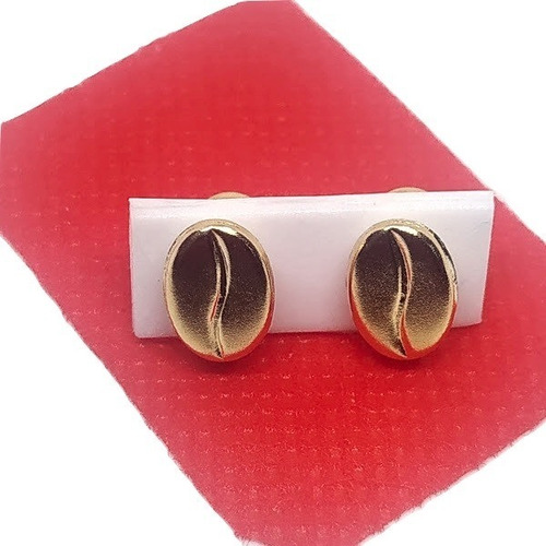 Aretes Topitos Granito De Cafe  Oro Lamin Joya 00153