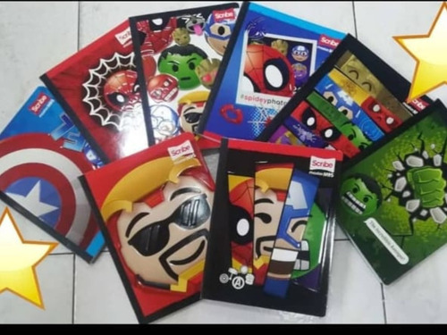 Cuadernos Cocidos Marvel Cap América Spiderman Hulk 