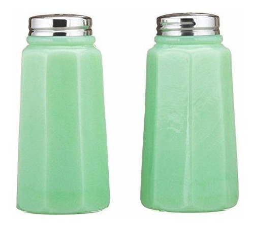 Mosser Glass Salt And Pepper Shaker Holder Set In Jadeite (g