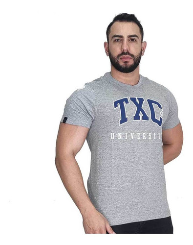 Camiseta Masculina Country Txc Brand Cinza Estampada