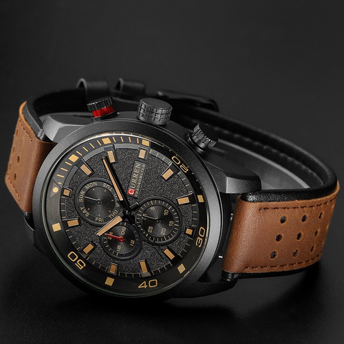 Imagen 4 de 6 de Reloj De Cuero Deportivo De Lujo Curren Para Hombre Chronogr