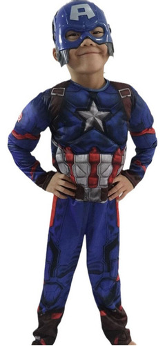 Halloween Capitán América Cos Niños Traje Muscular Superhéroe