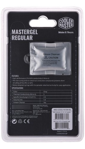 Pasta Térmica New Mastergel Regular 5 W/ml 4g Cooler Master