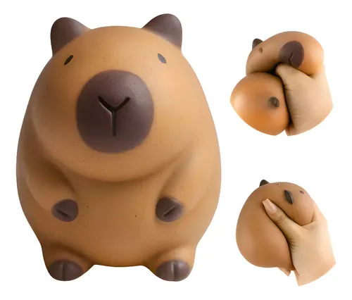 Squishy Capivara Marrom 10cm Silicone Kawaii Slow Rising Anti Estresse