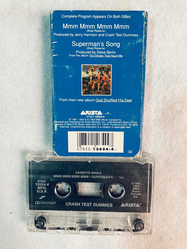 Crash Test Dummies Mmm Mmm Mmm Mmm Cassette Casete Usa 1993 (Usado)