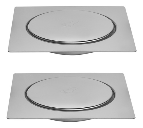 2 Ralos Click Inteligente Em Inox 10x10 Cm