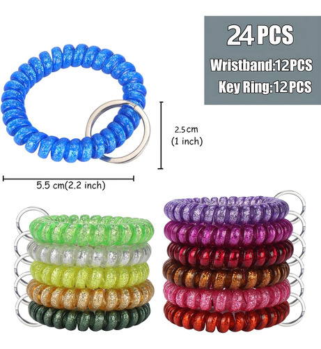 Llavero En Espiral De Primavera De 12 Colores, Pulseras E...