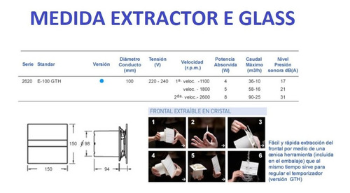 Extractor De Baño Cata E Glass Display 10 - Temp/humed
